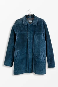 Balmain Paris Blue Suede Leather Coat – Real Leather – Size M (Fits L) - Picture 1 of 10