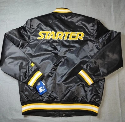 СТАРТЕР - атласный Bomber Varsity куртка - черный/желтый - Мужская средний - Изображение 1 из 4