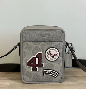 COACH Sullivan Crossbody Bag Maxi Signature Canvas With Patches CCF20 Grey Multi - Picture 1 of 13