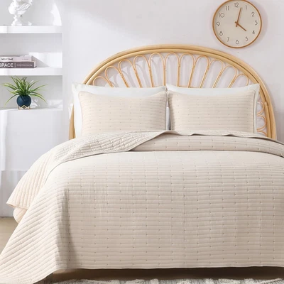 Quilt Set Queen Size, 3 Pieces Bedspread Coverlet Comforter Set Lightweight Thin - Image 1 of 4