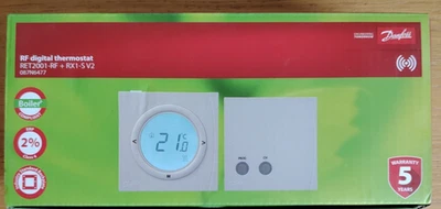 Danfoss RET2001RF + RX1-S V2 RF Digital Room Thermostat & Receiver 087N6477 - Image 1 of 3