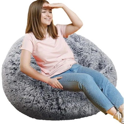 Fluffy Bean Bag Chair, 3FT Round Memory Foam Filled Bean Bag for Teens & Kids... - Image 1 of 4
