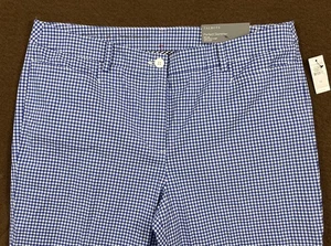 NWT TALBOTS Womens Blue Gingham Stretch Slim Leg Perfect Skimmer Pants Size 14 - Picture 1 of 10