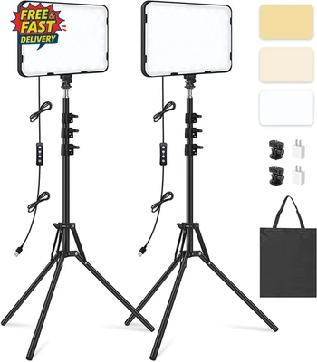 2 Pack LED Video Light with 63'' Tripod Stand,  2500-8500K Dimmable Photography  - Image 1 of 4
