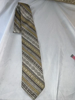 Corbata de brocado True Vintage años 70 gris dorado geométrica gruesa Aristo-Craft 4x56”435 Foto 1 de 4