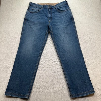 Pantalones de mezclilla Duluth Trading para hombre 36x30 flexibles salón de baile calce relajado trabajo azul Foto 1 de 4