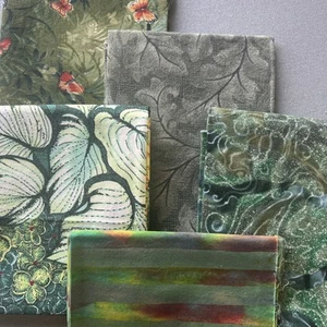 Vintage 5 Lot Quilten grün Stoff FAT QUARTERS Konvolut 5 Design Nähen Quilt - Bild 1 von 6