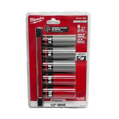 Milwaukee 49-66-7831 SHOCKWAVE 1/2" SAE/conjunto de soquete de roda porca métrica - 5 peças - Imagem 1 de 3