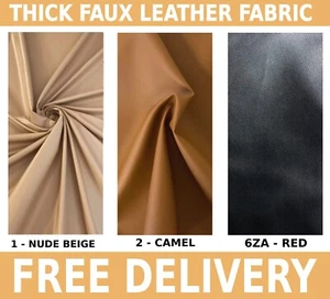 Medium Faux Leather PU Fabric - 58" Wide - Sold by Yard/Colors - Free Shipping! - Picture 1 of 4