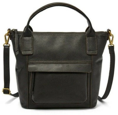Fossil Aida Satchel Black Leather Crossbody Bag SHB2098001 NWT $198 Retail - Image 1 of 2