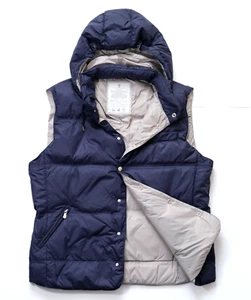 BRUNELLO CUCINELLI Down Vest Gilet Hooded Jacket Nylon Navy Blue Men's Size L - Picture 1 of 8