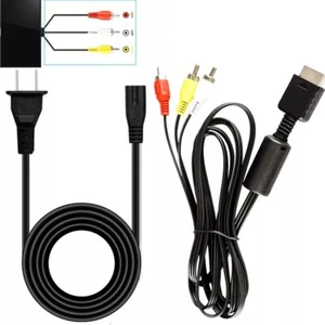 Audio AV RCA+AC Cable Power Supply Adapter Cord For 1/2 PS2 FAT Sony Playstation - Picture 1 of 8