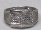 vintage 925 sterling silver diamond ring Chevron grille marked  F tested sz 14.5
