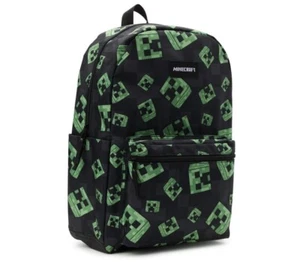 Minecraft Creeper School Backpack Book Bag 17" Boys Green Black - Picture 1 of 3