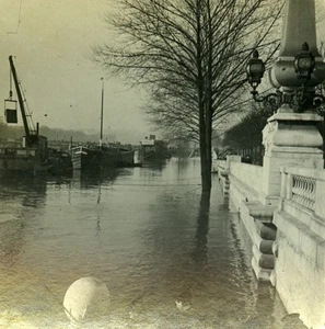 Quai de la Conference Hochwasser Paris Frankreich altes Foto Stereo 1910 - Bild 1 von 3
