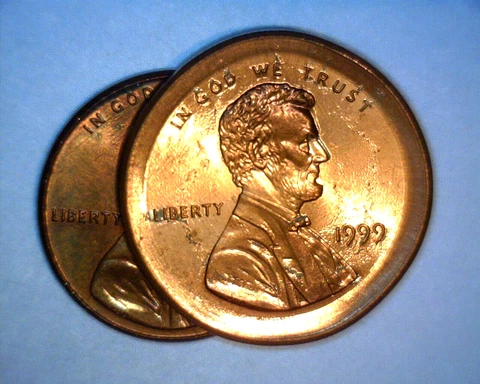 1999 LINCOLN CENT,  DOUBLE STRUCK, LG. BROAD STRIKE, DBL. PROFILE  US ERROR COIN Cover