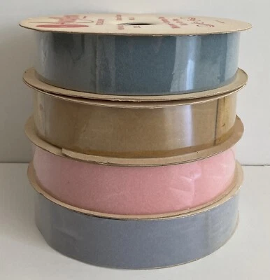 Vintage Ameribbon Velvelour Floral Ribbon 25 Yds MCM French Style Lot Of 4 - Image 1 of 2