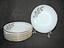 Federal Glass Set of 7 Meadow Gold Milk Glass Saucers