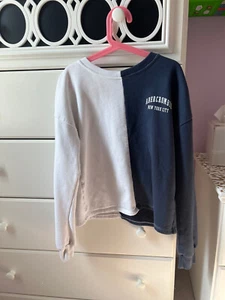 Abercrombie kids girl’s New York City sweatshirt colorblock Blue White sz 11/12 - Picture 1 of 3
