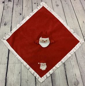 Blankets & Beyond Red Christmas Santa Nunu Security Lovey Blanket Satin Edge - Picture 1 of 6