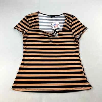 Top de Rayas Vintage Para Mujer Grande Naranja Sweetheart Acanalado Suzie In The City Nuevo Con Etiquetas Foto 1 de 4