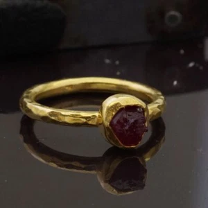 *MADE TO ORDER* Handmade Raw Ruby Stack Ring By Omer 24k Vermeil Sterling Silver - Picture 1 of 5