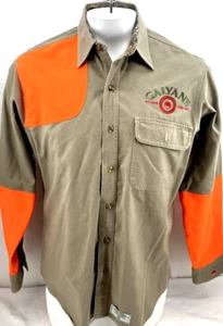 Vtg Galyan's Master Sportsman Button Up Collar Orange Khaki Hunting Shirt Mens M - Picture 1 of 10