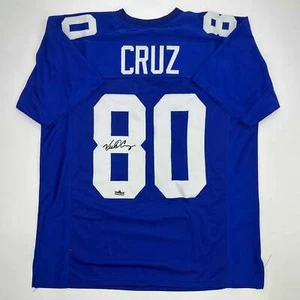 Facsimile Autographed Victor Cruz New York Blue Reprint Jersey Size Men's XL - Picture 1 of 4