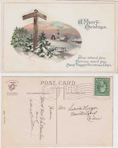 TurtlesTradingPost- New Milford, CT 1915- Flag Cancel- Christmas Eve Cancel - Picture 1 of 3