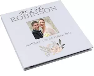 Personalised Large Wedding Photo Album Linen Self Hardcover Flower Design LLPA-2 - Picture 1 of 3