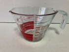 Pyrex Glass Measuring Cup, 2 Cups, Clear & Red, With Handle & Spout