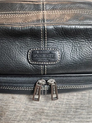 Bolso de accesorios de afeitado de viaje negro de cuero suave fósil vintage para hombre Foto 1 de 4