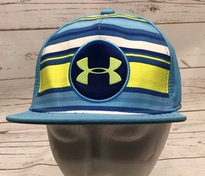 Under Armour Flat Fit Baseball Cap Youth Blue Striped Flat Brim SM/MD - Picture 1 of 7