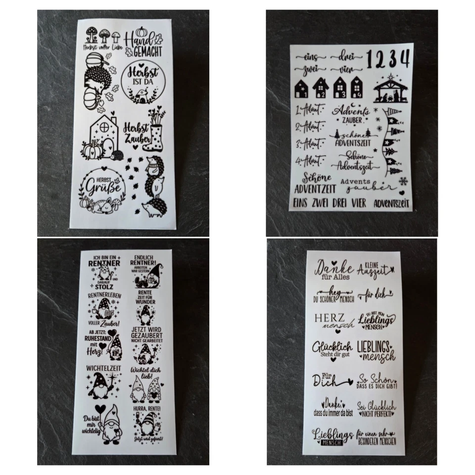 MARKENLOS Rub On Sticker, viele Motive ~ Herbst ~ Weihnachten ~ Wichtel - Herzen ~ Engel