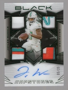 JAYLEN WADDLE 2024 PANINI CAPTONES NEGROS EN TARJETA AUTOMÁTICO/PARCHE 4X #05/25 DELFINES - Imagen 1 de 2