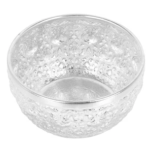 1PC Metal Silver Bowl Restaurant Household Hotel Tableware Round Carving Bowl - Imagen 1 de 12