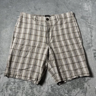 Banana Republic Aiden Men's Flat Front Linen Plaid Shorts Sz 30 Preppy Coastal - Image 1 of 4