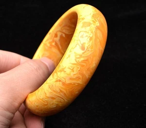 61.8mm Genuine Baltic Amber Bracelet Egg Yolk Butterscotch Bangle Bracelet AAA - Picture 1 of 6