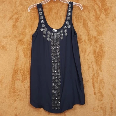 HAUTE HIPPIE Shift Dress Womens Medium Black Pullover Tank Embellished 100% Silk - Image 1 of 4