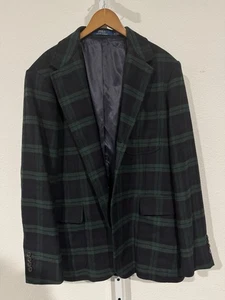 Polo Ralph Lauren Herren Sport Mantel Zwei Knopf Flanell Tartan Navy Grün Gr. 42L - Bild 1 von 14