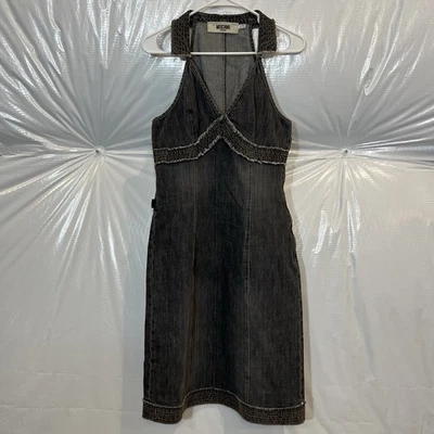 Moschino Jeans Donna Jean Black Dress Women’s Size 10 USA Made In Italy Side Zip - Image 1 of 4