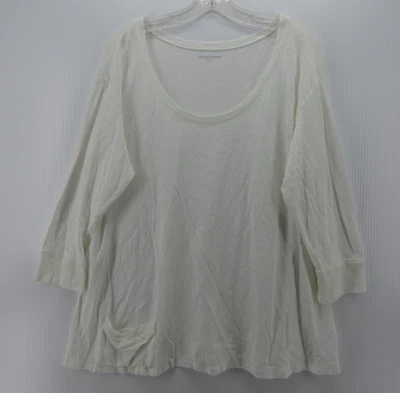 Suéter Eileen Fisher Mujer XL Blanco Lino Pullover Bolsillo Transpirable Clásico Foto 1 de 4