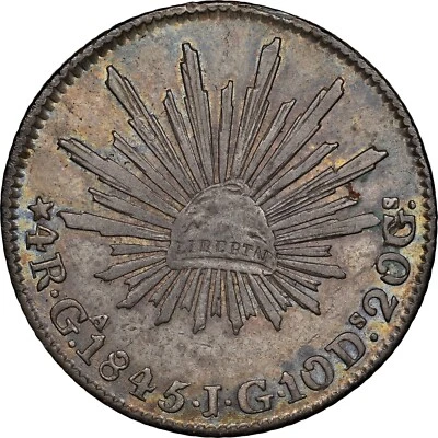 1845 Ga JG NGC XF45 Mexico 4 Reales, Superb Toning, Undergraded Minor, Rare Pop! - Image 1 of 4