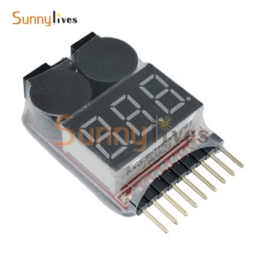 1-8S Lipo Li-ion Fe Battery Voltage 2 in 1 Tester Low Voltage Buzzer Alarm - Picture 1 of 12