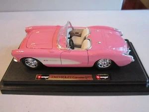 BURAGO PINK (1957) CHEVROLET CORVETTE DIE CAST CAR - 1:24 - 7" - METAL - EXCEL - Picture 1 of 5