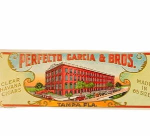 Etiqueta de cigarro de colección papel efímero publicidad fumar coches Perfecto García Tampa FL - Imagen 1 de 3