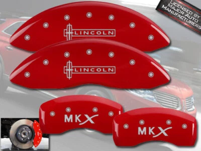 Cubiertas de pinza de disco de freno MGP grabadas rojas delanteras + traseras "Lincoln MKX" 2016-2018 Foto 1 de 4