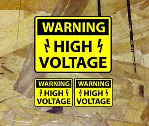 WARNING High Voltage Industrial Decals Yellow Vinyl Stickers Sign Safety 3 for 1 - Picture 1 of 1
