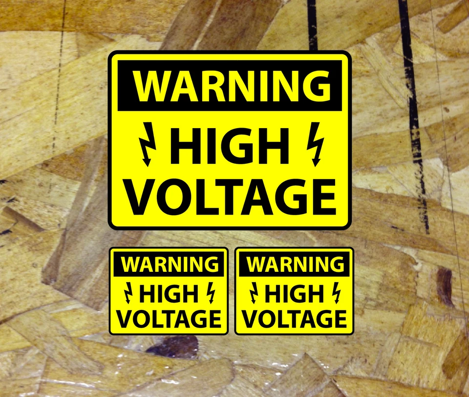 SIX9 DESIGNS WARNING High Voltage Industrial Decals Yellow Vinyl Stickers Sign Safety 3 for 1