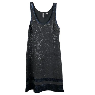 Vestido de cóctel IISLI Tiffany tejido lentejuelas talla mediana sin mangas cambio gris azul Foto 1 de 4